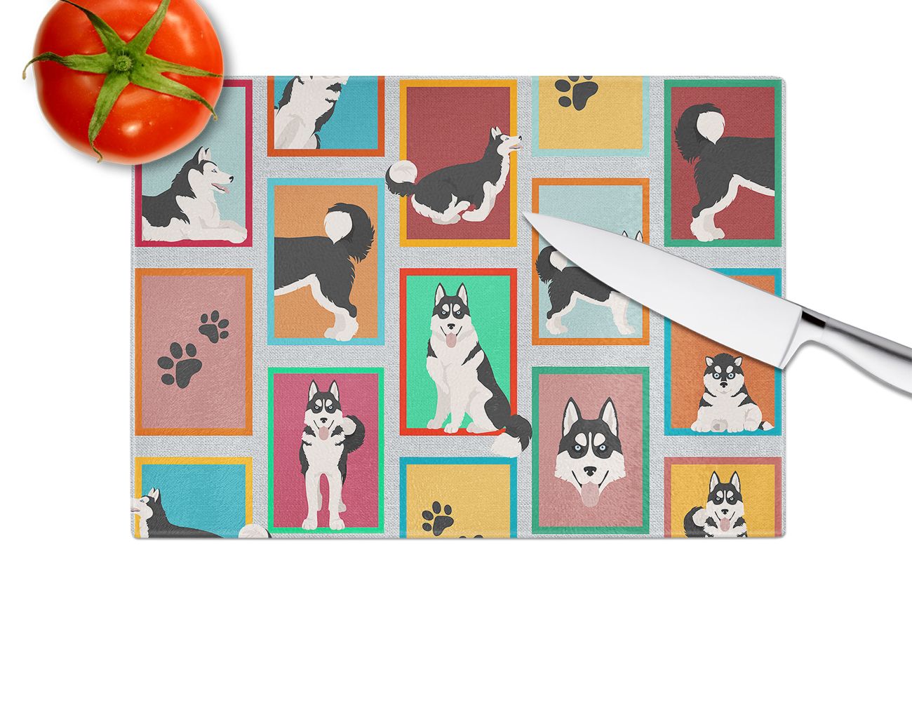 NEW Lots of Siberian Husky Glass Cutting Board Decorative Tempered Glass Kitchen Cutting and Serving Board Large Size Chopping Board