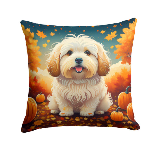 Coton De Tulear Fall Throw Pillow Machine Washable, Indoor Outdoor Decorative Pillow for Couch, Bed or Patio, 18Hx18W