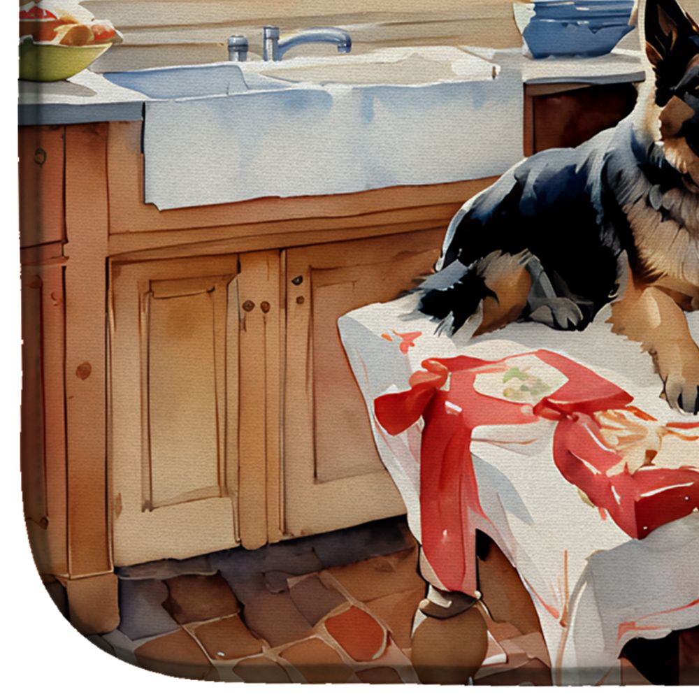 German Shepherd Christmas Cookies Dish Drying Mat Absorbent Dish Drying Mat Pad for Kitchen Counter Dish Drainer Mat for Countertop, 14 x 21", Multicolor