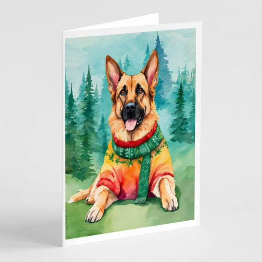 German Shepherd Christmas Greeting Cards Pack of 8 Blank Cards with Envelopes Whimsical A7 Size 5x7 Blank Note Cards