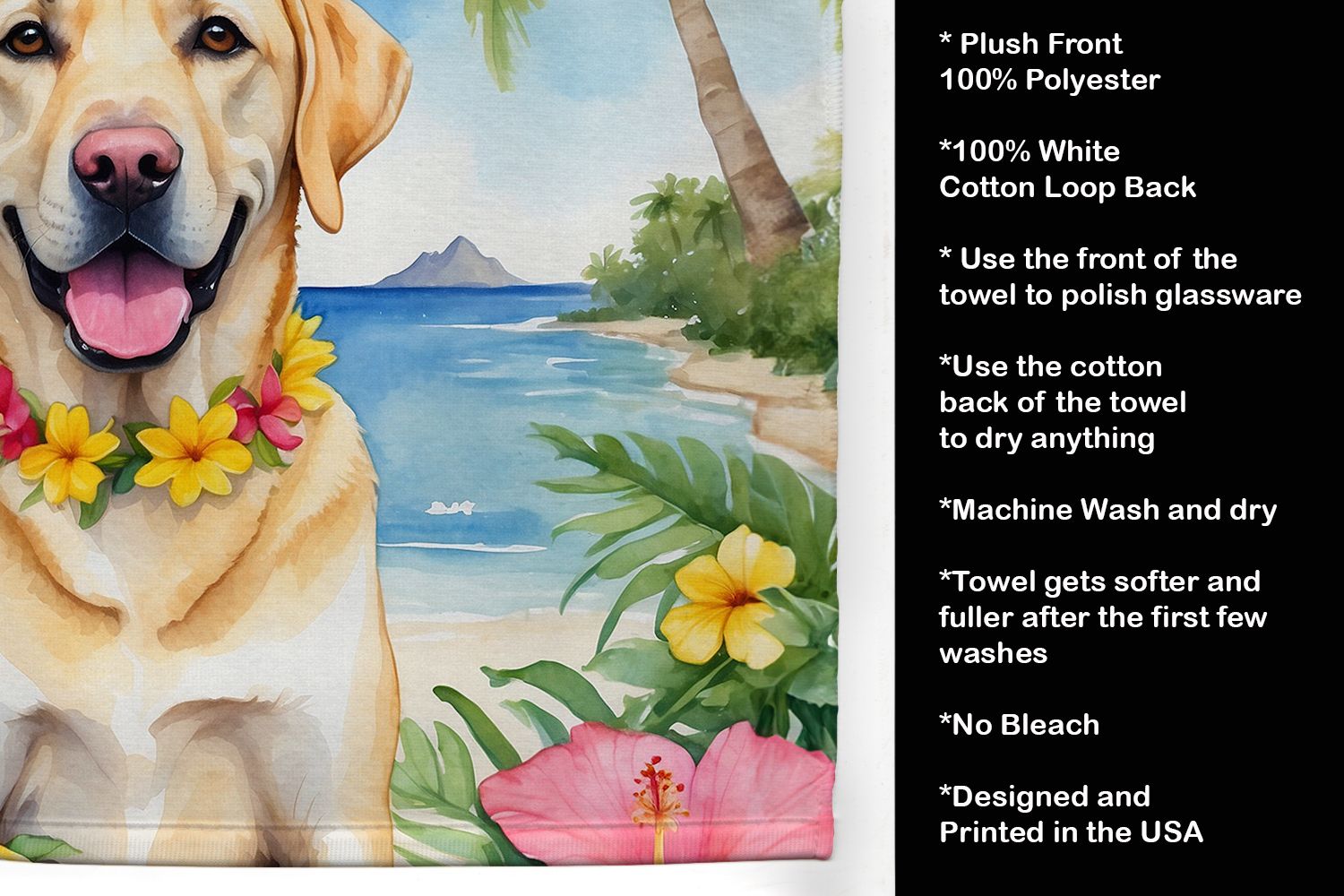 Yellow Labrador Retriever Luau Kitchen Towel Dish Cloths Guest Hand Towel Decorative Bathroom Towel for Face,Tea, Dishcloth, Kitchen and Bath