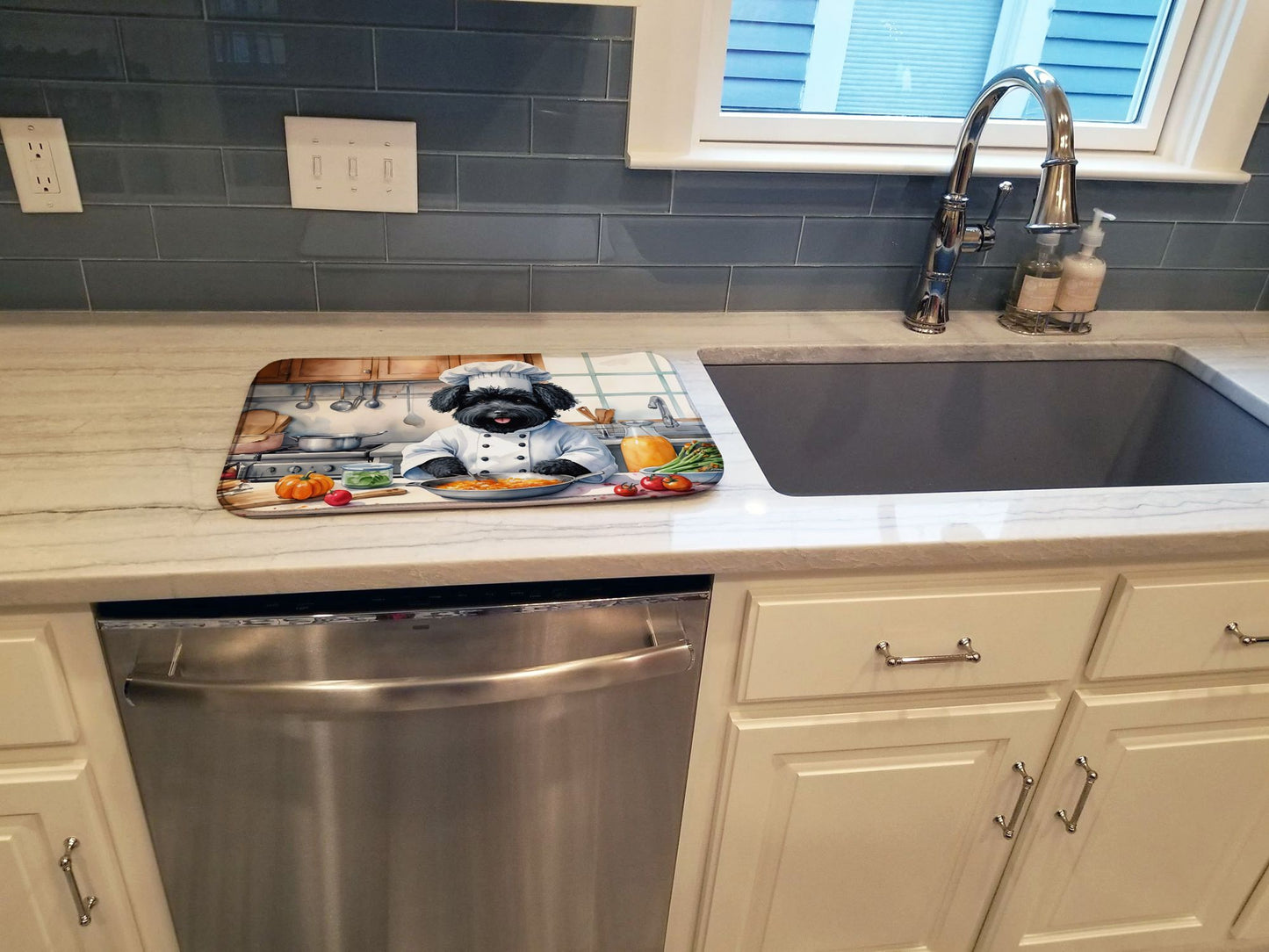 Puli The Chef Dish Drying Mat Absorbent Dish Drying Mat Pad for Kitchen Counter Dish Drainer Mat for Countertop, 14 x 21", Multicolor