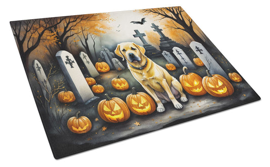 NEW Yellow Labrador Retriever Spooky Halloween Glass Cutting Board Decorative Tempered Glass Kitchen Cutting and Serving Board Large Size Chopping Board