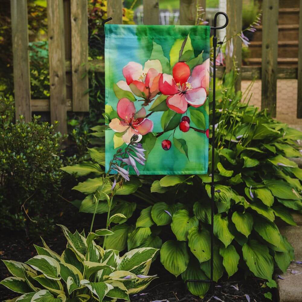 Arkansas Apple Blossom in Watercolor Garden Flag Mailbox Flag Decorative Yard Flag Banner Outside Patio Artwork Yard Flower Beds, Garden Size, Multicolor