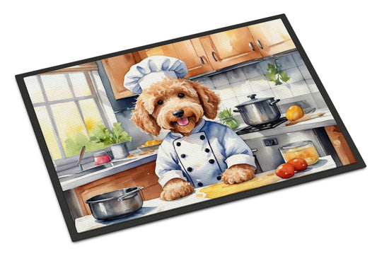 Goldendoodle The Chef Doormat Front Door Mat Indoor Outdoor Rugs for Entryway, Non Slip Washable Low Pile, 24H X 36W