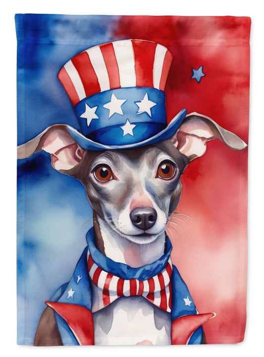 Italian Greyhound Patriotic American House Flag Large Porch Sleeve Pole Decorative Outside Yard Banner Artwork Wall Hanging, Polyester, House Size, Multicolor