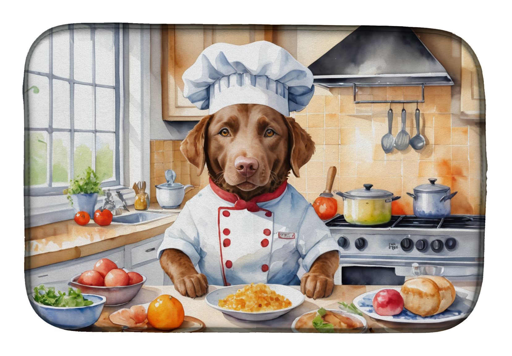 Chesapeake Bay Retriever The Chef Dish Drying Mat Absorbent Dish Drying Mat Pad for Kitchen Counter Dish Drainer Mat for Countertop, 14 x 21", Multicolor