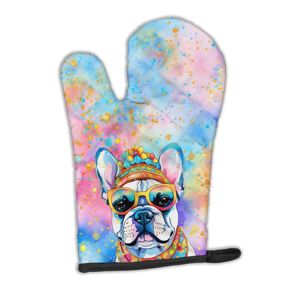 French Bulldog Hippie Dawg Oven Mitt Heat Resistant Thick Oven Mitt for Hot Pans and Oven, Kitchen Mitt Protect Hands, Cooking Baking Glove