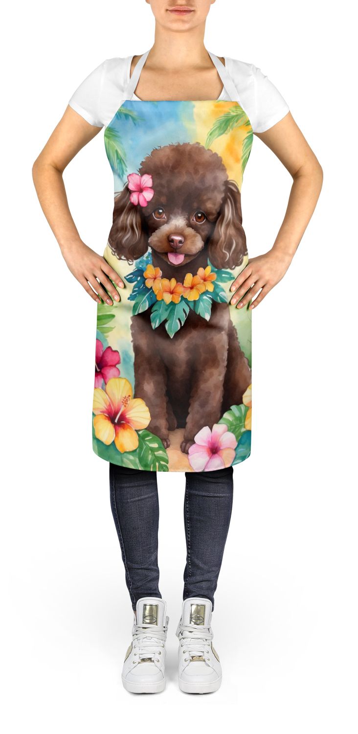 Chocolate Poodle Luau Apron Cooking Kitchen Server Baking Crafts Gardening for Adult Women Men, Unisex, Large, Multicolor