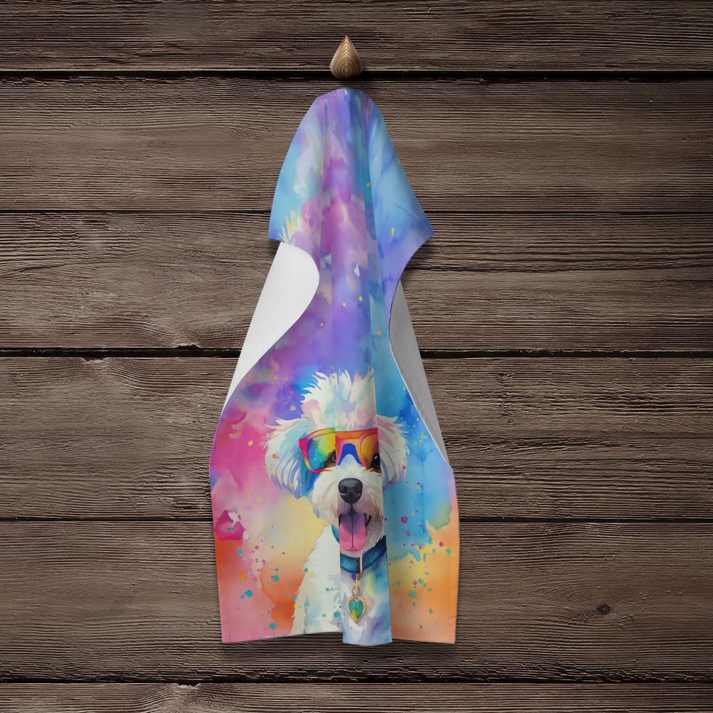 Bichon Frise Hippie Dawg Kitchen Towel Dish Cloths Guest Hand Towel Decorative Bathroom Towel for Face,Tea, Dishcloth, Kitchen and Bath