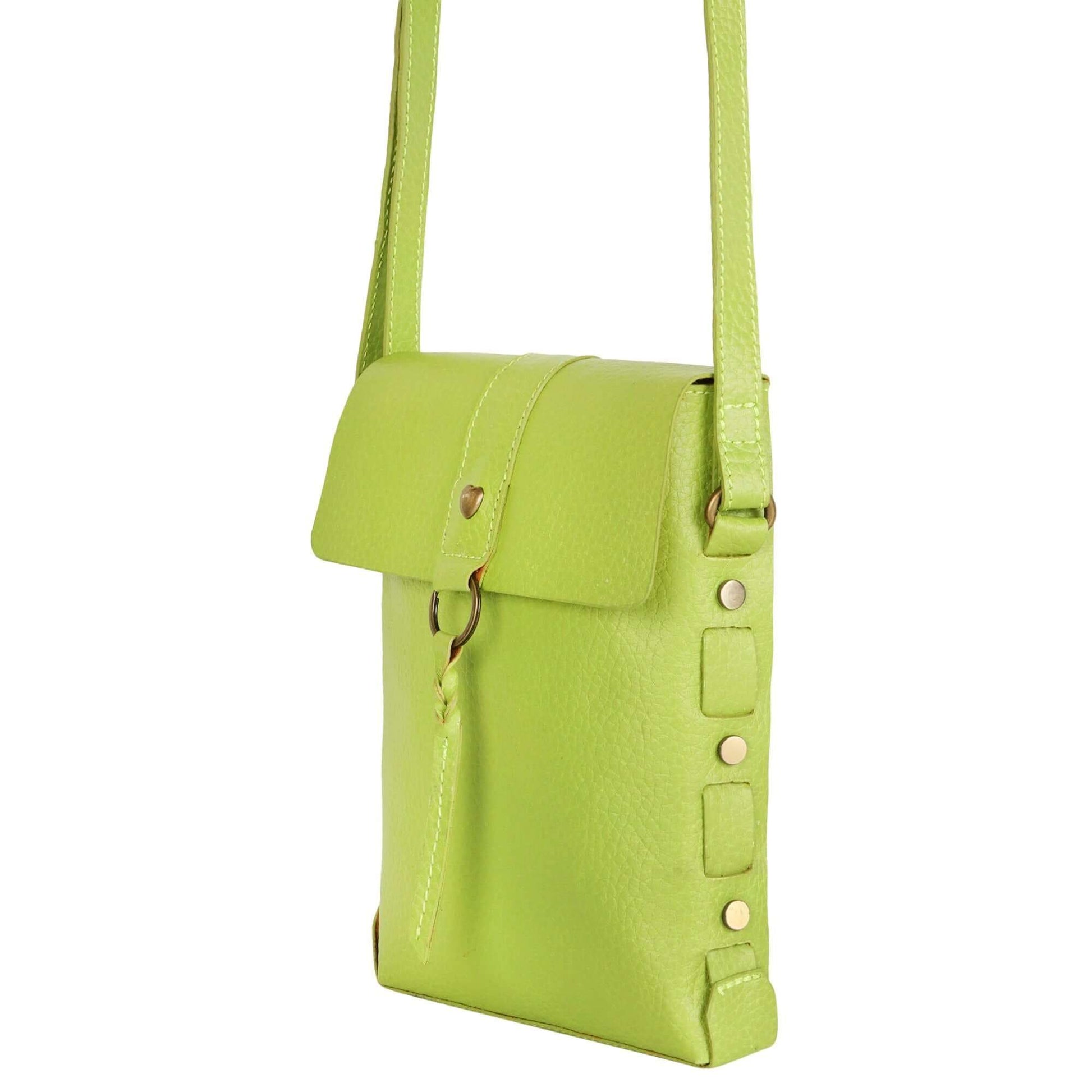Jane Long crossbody w/ top flap & tassel - Lime Green