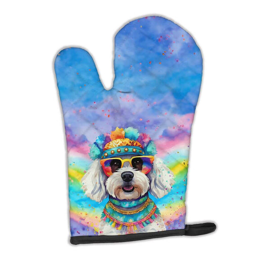 Bichon Frise Hippie Dawg Oven Mitt Heat Resistant Thick Oven Mitt for Hot Pans and Oven, Kitchen Mitt Protect Hands, Cooking Baking Glove