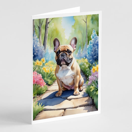 French Bulldog Spring Path Greeting Cards Pack of 8 Blank Cards with Envelopes Whimsical A7 Size 5x7 Blank Note Cards
