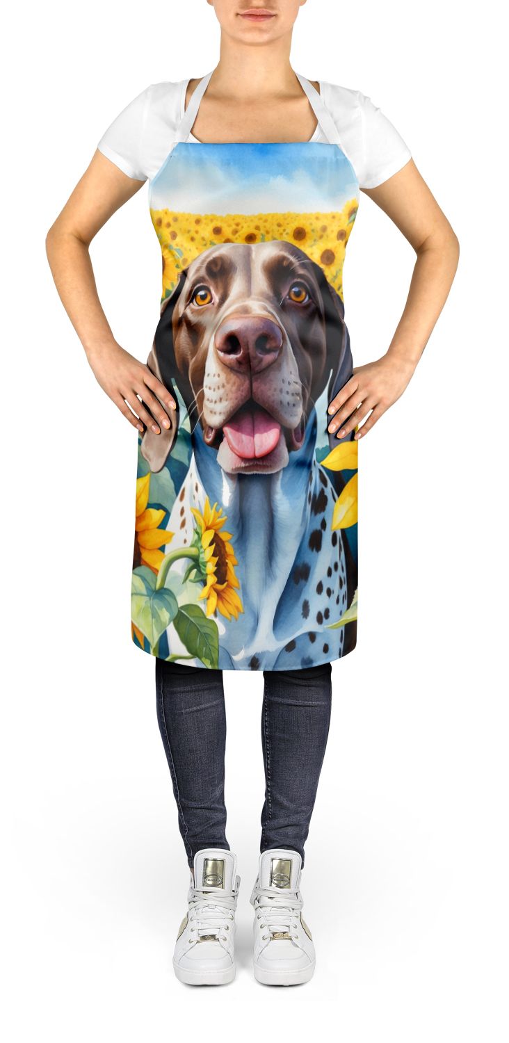 German Shorthaired Pointer in Sunflowers Apron Cooking Kitchen Server Baking Crafts Gardening for Adult Women Men, Unisex, Large, Multicolor