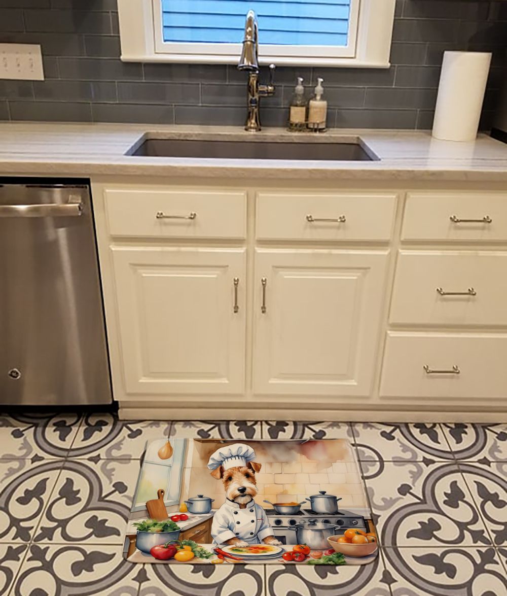 Fox Terrier The Chef Memory Foam Kitchen Mat Machine Washable Anti-Fatigue Mat Cushion Comfort Bath Mat or Kitchen Rug