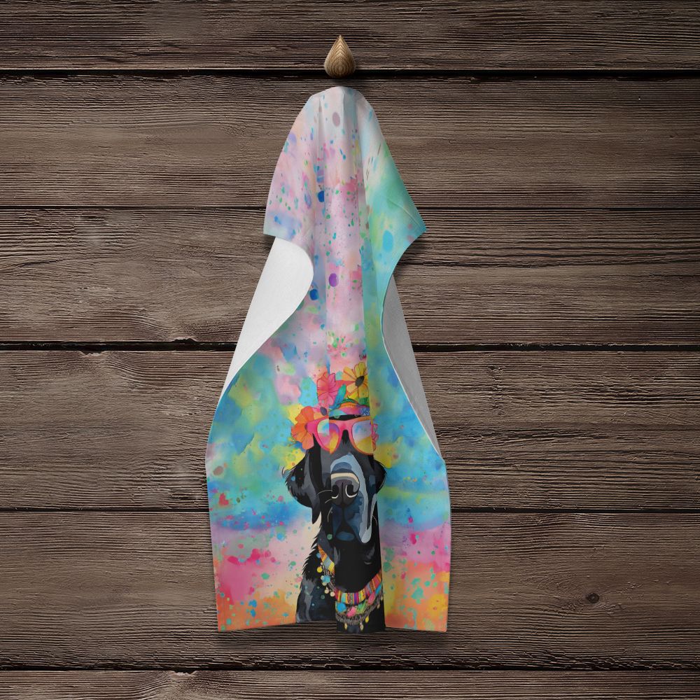 Black Labrador Hippie Dawg Kitchen Towel Dish Cloths Guest Hand Towel Decorative Bathroom Towel for Face,Tea, Dishcloth, Kitchen and Bath