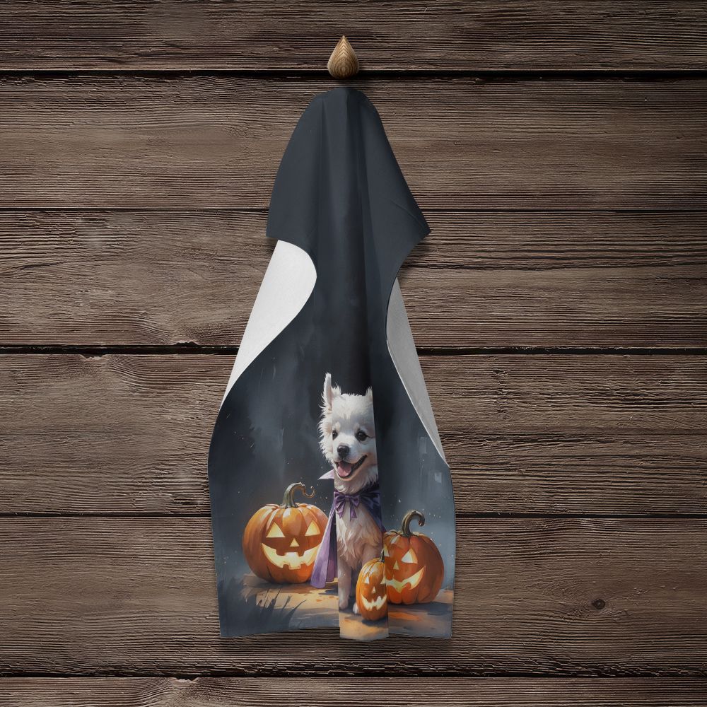 American Eskimo Puppy Halloween Kitchen Towel Dish Cloths Guest Hand Towel Decorative Bathroom Towel for Face,Tea, Dishcloth, Kitchen and Bath