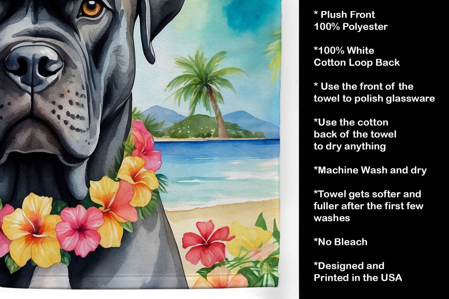 Cane Corso Luau Kitchen Towel Dish Cloths Guest Hand Towel Decorative Bathroom Towel for Face,Tea, Dishcloth, Kitchen and Bath
