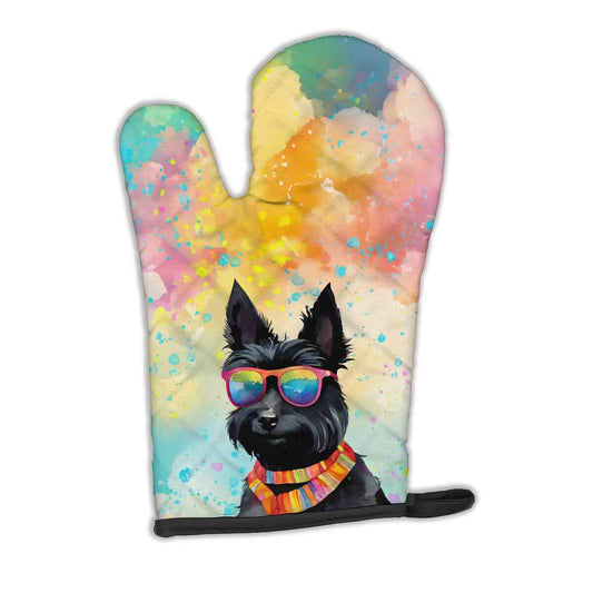 Scottish Terrier Hippie Dawg Oven Mitt Heat Resistant Thick Oven Mitt for Hot Pans and Oven, Kitchen Mitt Protect Hands, Cooking Baking Glove