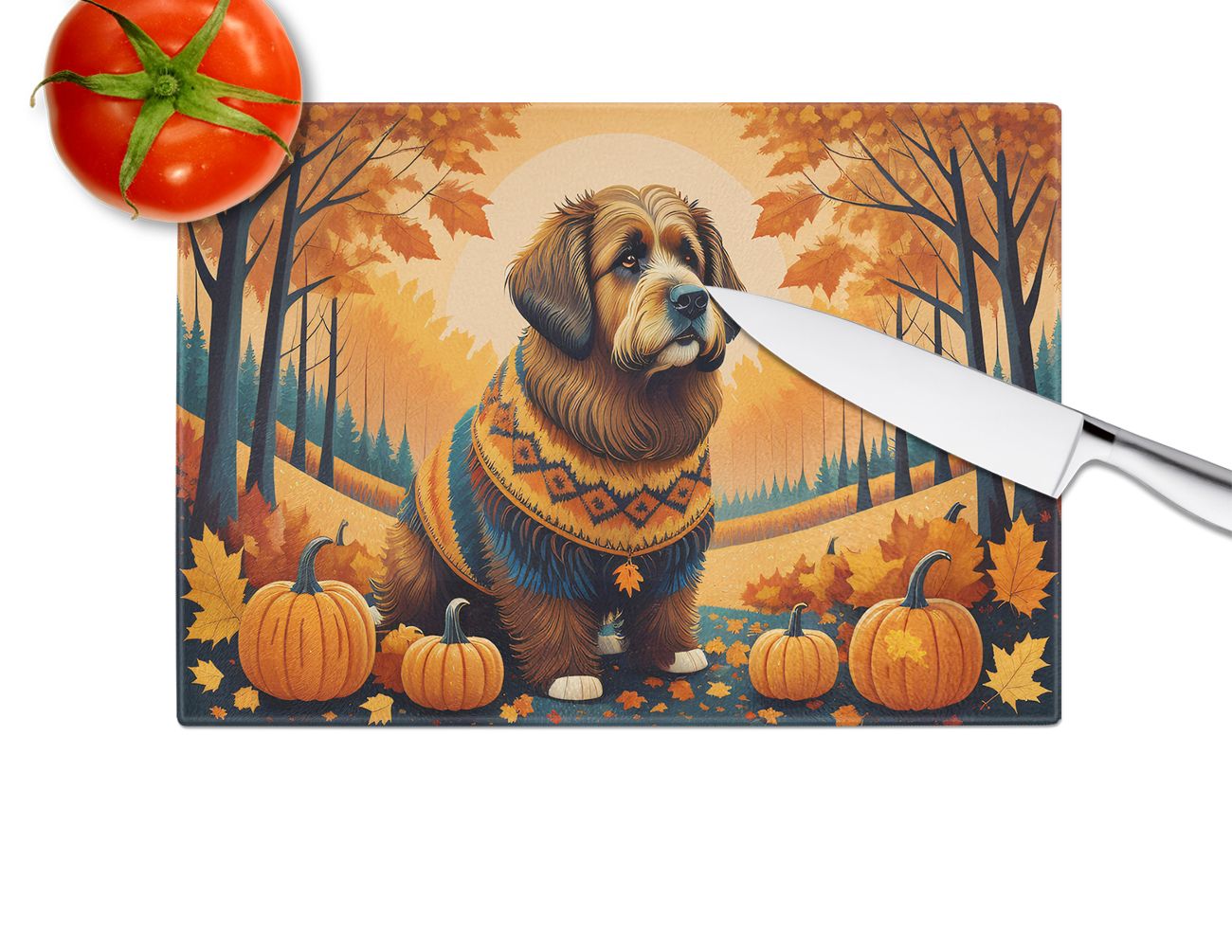NEW Briard Fall Glass Cutting Board Decorative Tempered Glass Kitchen Cutting and Serving Board Large Size Chopping Board