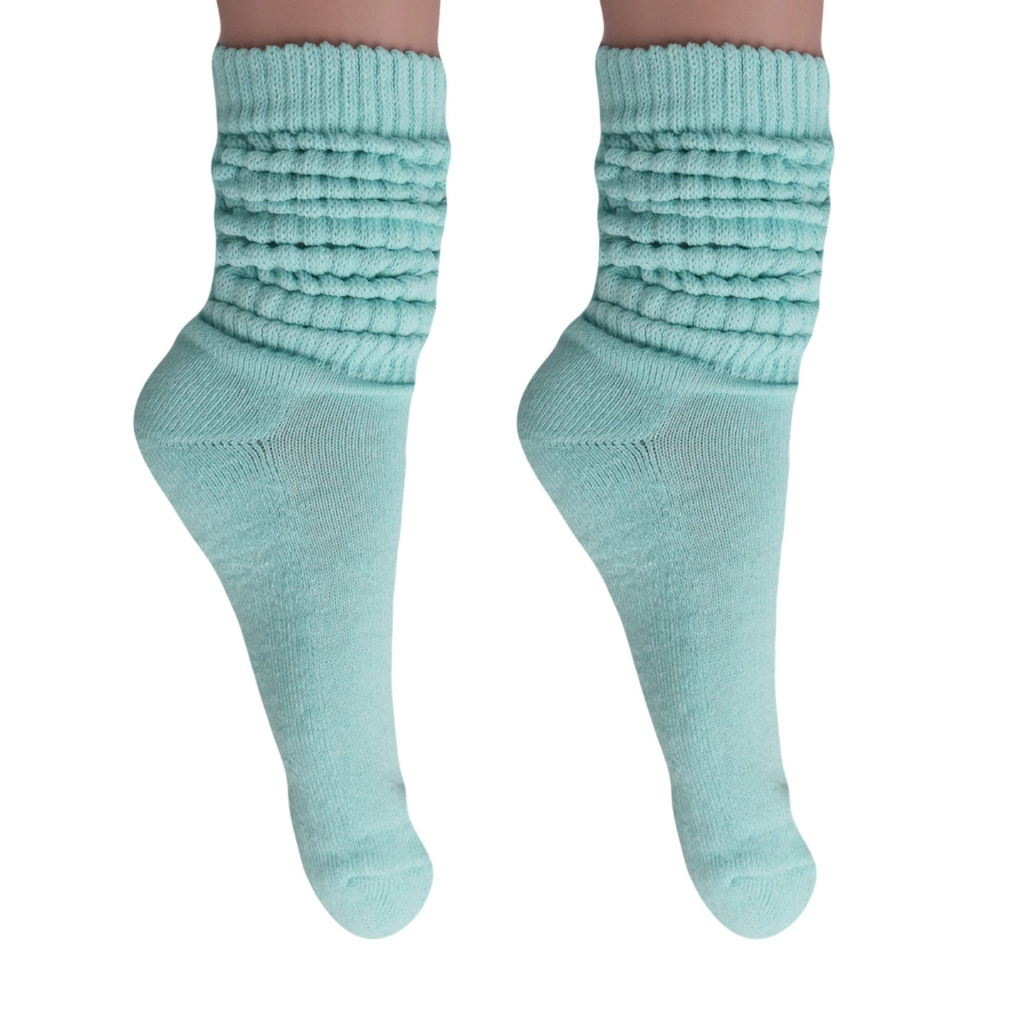 Women's Extra Long Slouch Scrunch Socks Knee High, Cotton Blend, Pack of 2, Fits Shoe Sizes 5-10, 80s Style, 28 Colors