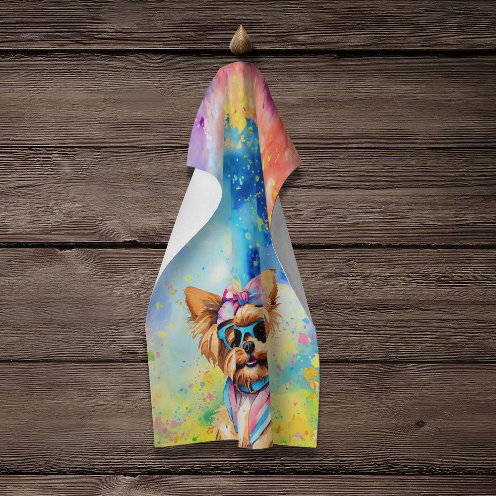 Yorkshire Terrier Hippie Dawg Kitchen Towel Dish Cloths Guest Hand Towel Decorative Bathroom Towel for Face,Tea, Dishcloth, Kitchen and Bath