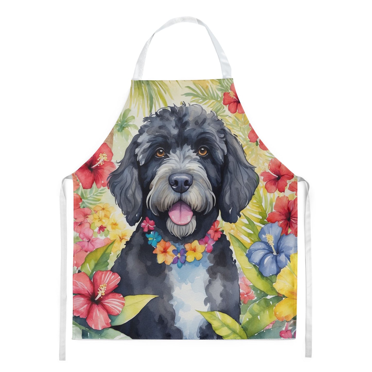 Portuguese Water Dog Luau Apron Cooking Kitchen Server Baking Crafts Gardening for Adult Women Men, Unisex, Large, Multicolor