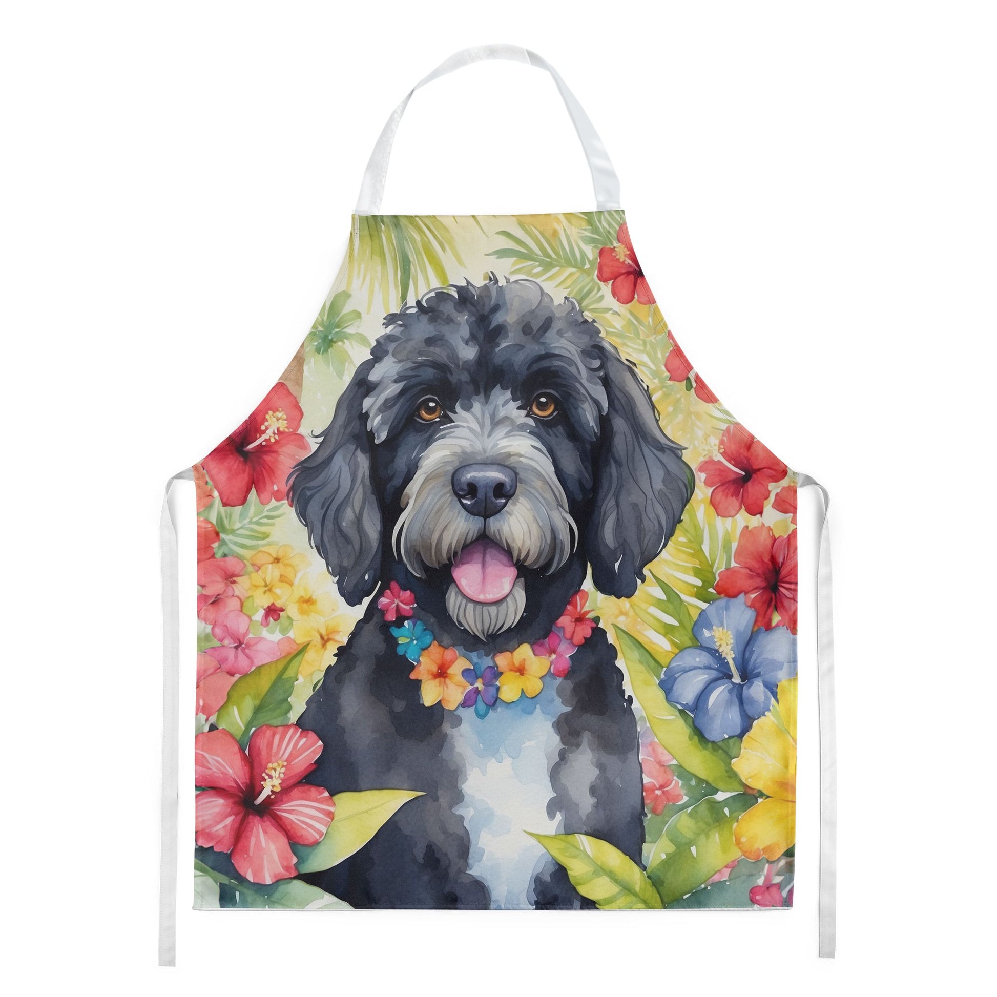 Portuguese Water Dog Luau Apron Cooking Kitchen Server Baking Crafts Gardening for Adult Women Men, Unisex, Large, Multicolor