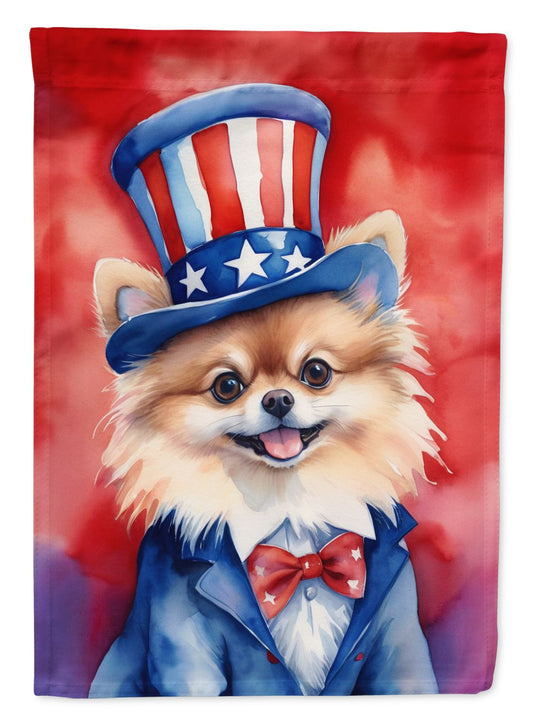 Pomeranian Patriotic American Garden Flag Mailbox Flag Decorative Yard Flag Banner Outside Patio Artwork Yard Flower Beds, Garden Size, Multicolor