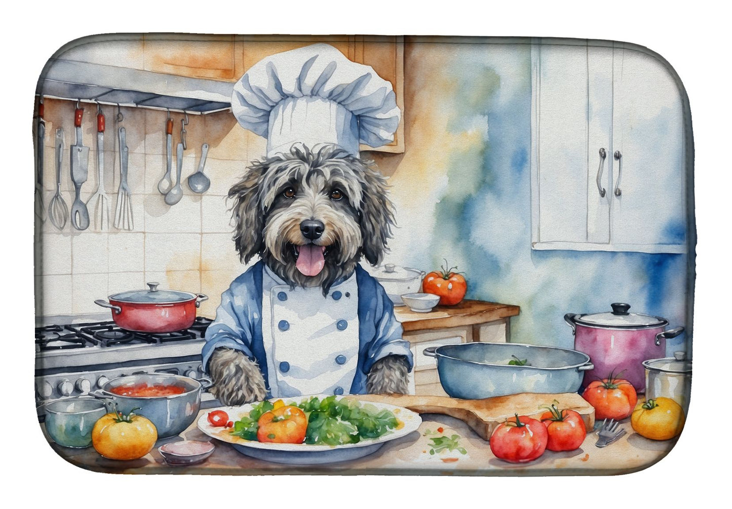 Bergamasco Sheepdog The Chef Dish Drying Mat Absorbent Dish Drying Mat Pad for Kitchen Counter Dish Drainer Mat for Countertop, 14 x 21", Multicolor