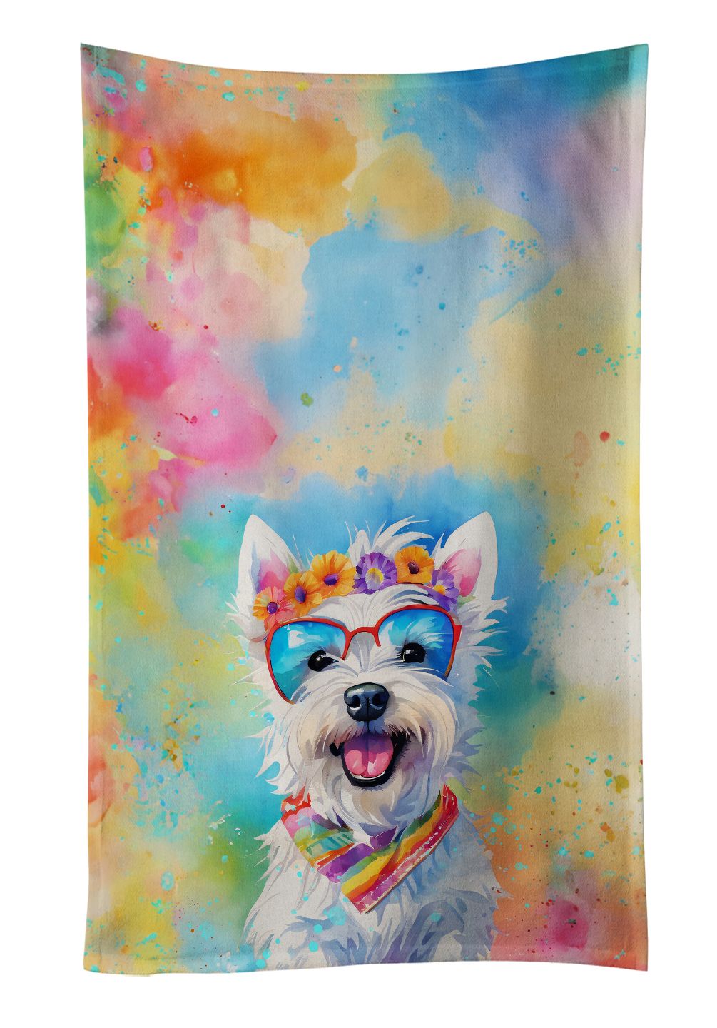 Westie Hippie Dawg Kitchen Towel Dish Cloths Guest Hand Towel Decorative Bathroom Towel for Face,Tea, Dishcloth, Kitchen and Bath