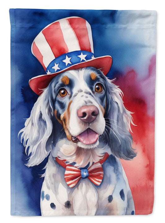 English Setter Patriotic American House Flag Large Porch Sleeve Pole Decorative Outside Yard Banner Artwork Wall Hanging, Polyester, House Size, Multicolor