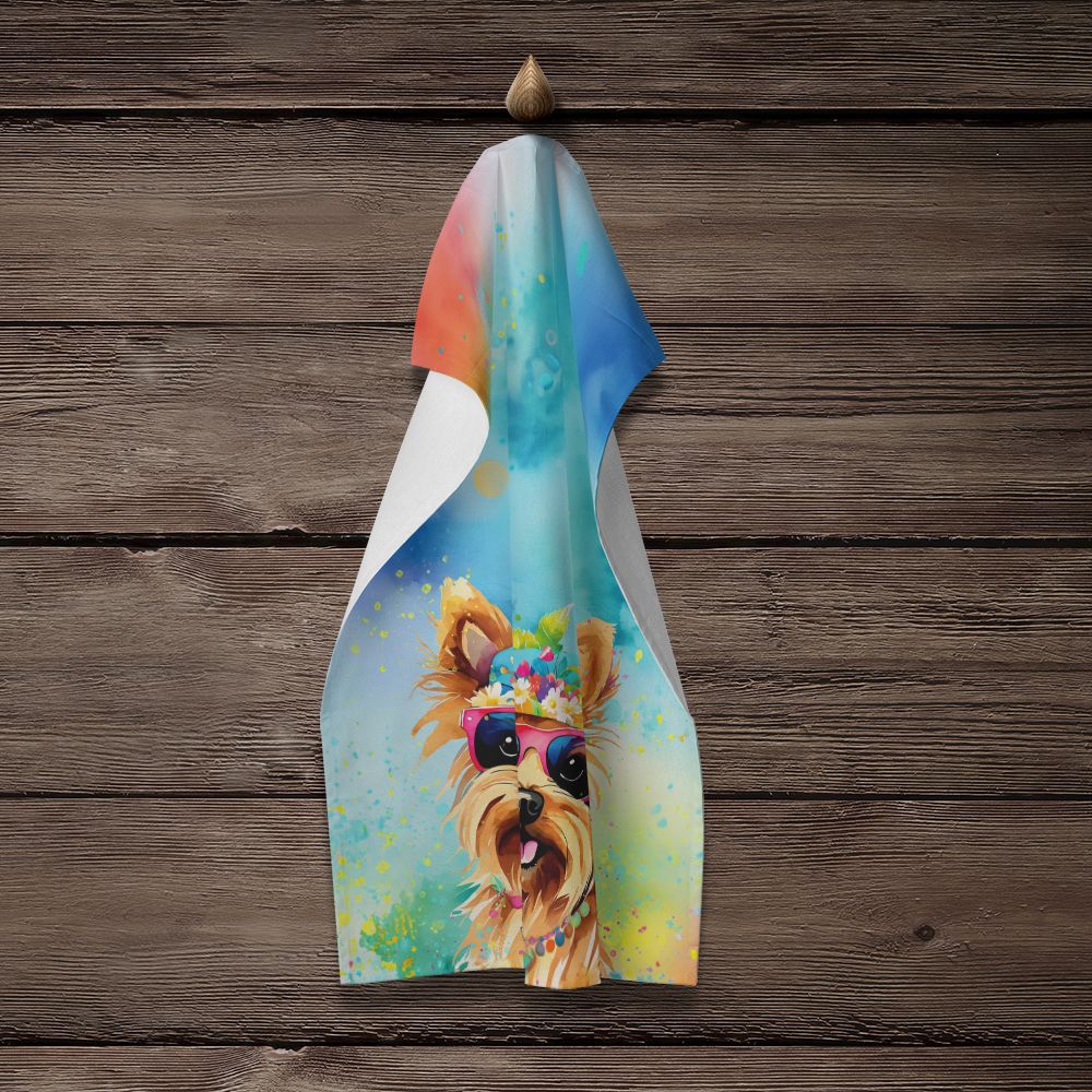 Yorkshire Terrier Hippie Dawg Kitchen Towel Dish Cloths Guest Hand Towel Decorative Bathroom Towel for Face,Tea, Dishcloth, Kitchen and Bath