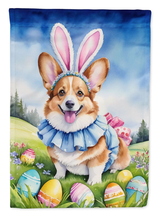Corgi Easter Egg Hunt House Flag Large Porch Sleeve Pole Decorative Outside Yard Banner Artwork Wall Hanging, Polyester, House Size, Multicolor