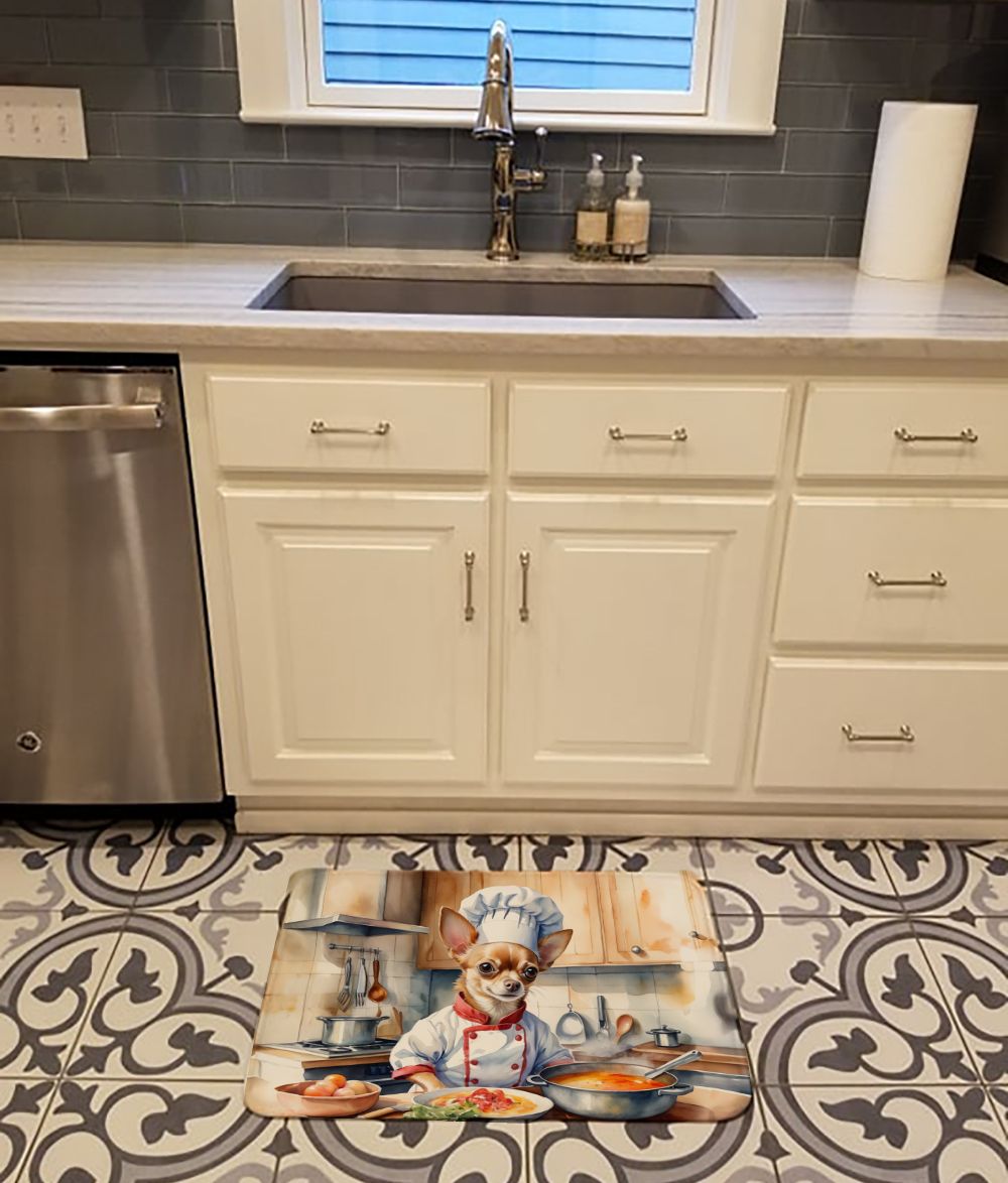 Chihuahua The Chef Memory Foam Kitchen Mat Machine Washable Anti-Fatigue Mat Cushion Comfort Bath Mat or Kitchen Rug