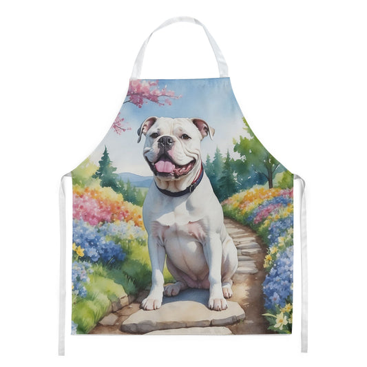 American Bulldog Spring Garden Apron Cooking Kitchen Server Baking Crafts Gardening for Adult Women Men, Unisex, Large, Multicolor
