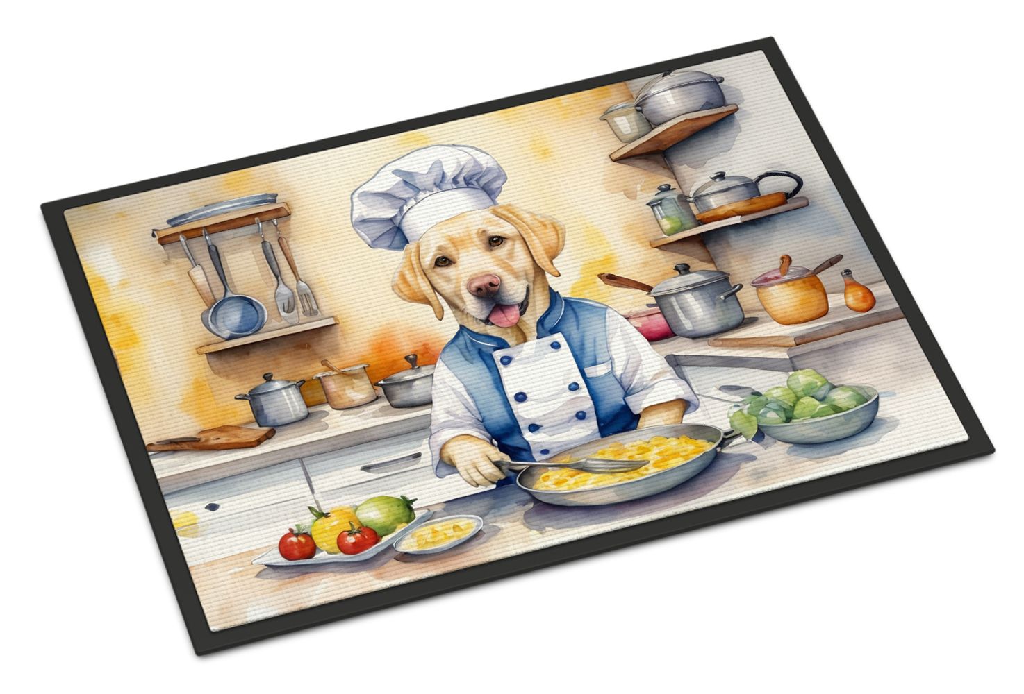Yellow Labrador Retriever The Chef Doormat Front Door Mat Indoor Outdoor Rugs for Entryway, Non Slip Washable Low Pile, 24H X 36W