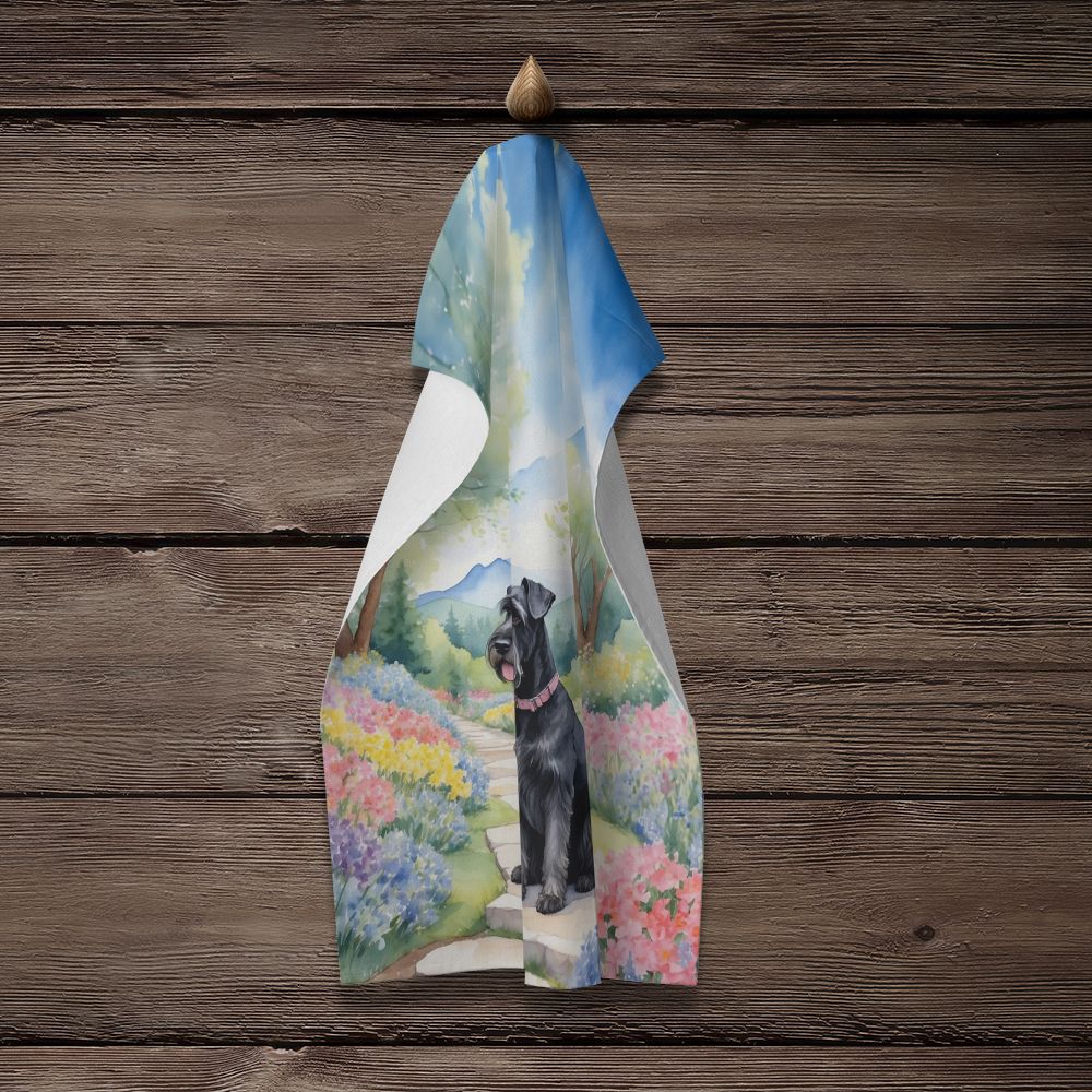 Giant Schnauzer Spring Path Kitchen Towel Dish Cloths Guest Hand Towel Decorative Bathroom Towel for Face,Tea, Dishcloth, Kitchen and Bath