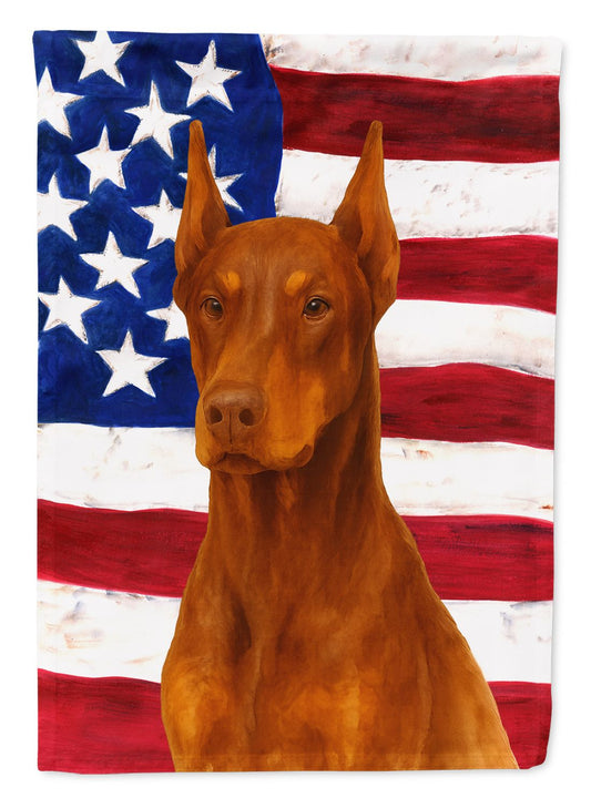 Red Doberman Pinscher American Flag House Flag Large Porch Sleeve Pole Decorative Outside Yard Banner Artwork Wall Hanging, Polyester, House Size, Multicolor