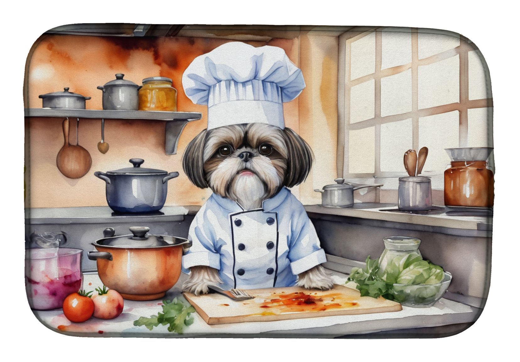 Shih Tzu The Chef Dish Drying Mat Absorbent Dish Drying Mat Pad for Kitchen Counter Dish Drainer Mat for Countertop, 14 x 21", Multicolor