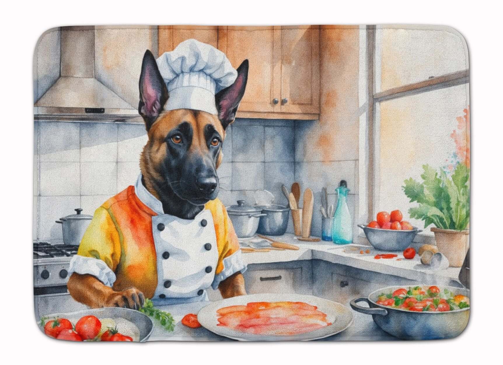 Belgian Malinois The Chef Memory Foam Kitchen Mat Machine Washable Anti-Fatigue Mat Cushion Comfort Bath Mat or Kitchen Rug