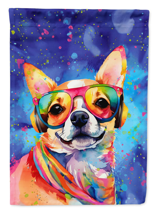 Chihuahua Hippie Dawg House Flag Large Porch Sleeve Pole Decorative Outside Yard Banner Artwork Wall Hanging, Polyester, House Size, Multicolor