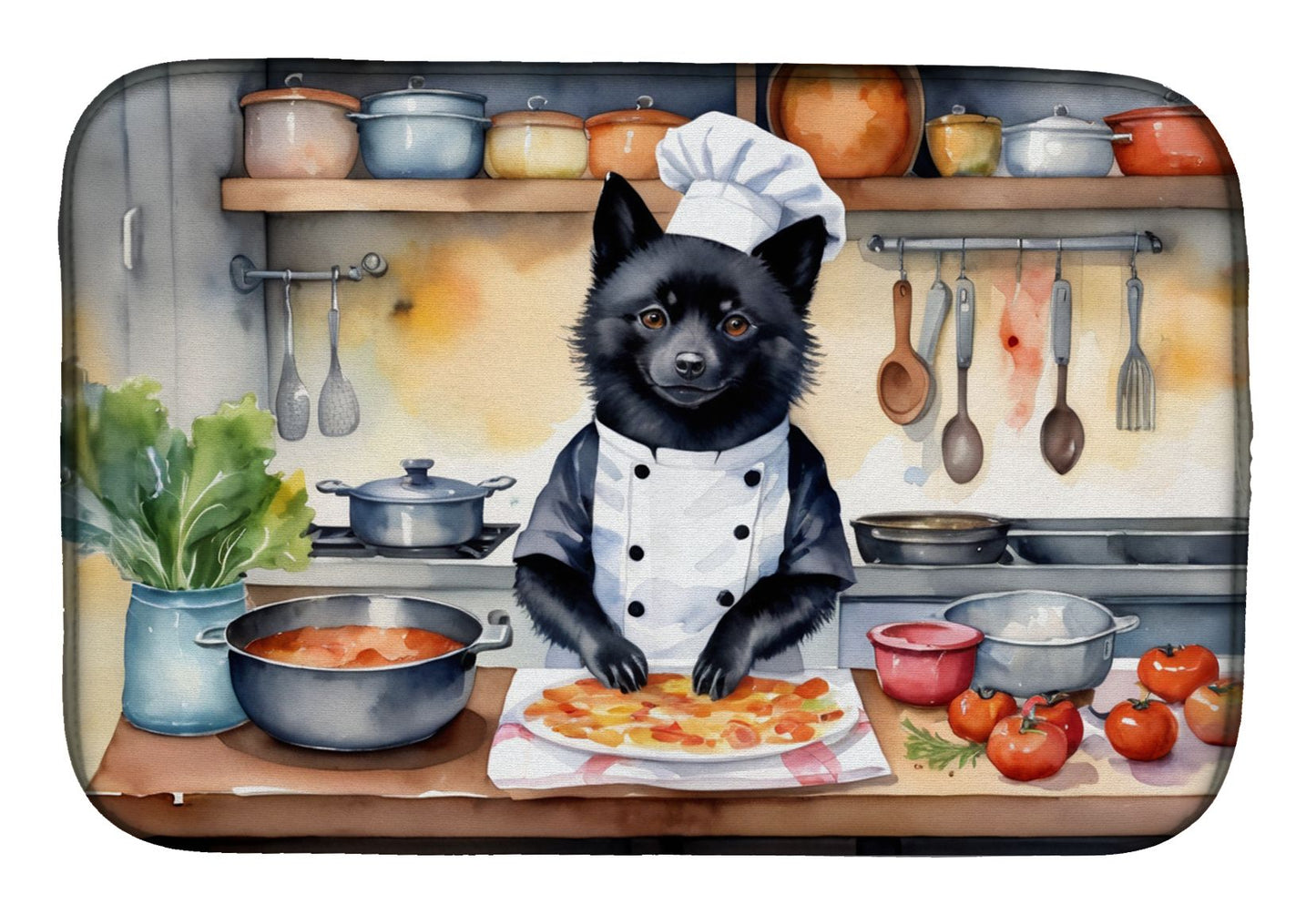 Schipperke The Chef Dish Drying Mat Absorbent Dish Drying Mat Pad for Kitchen Counter Dish Drainer Mat for Countertop, 14 x 21", Multicolor