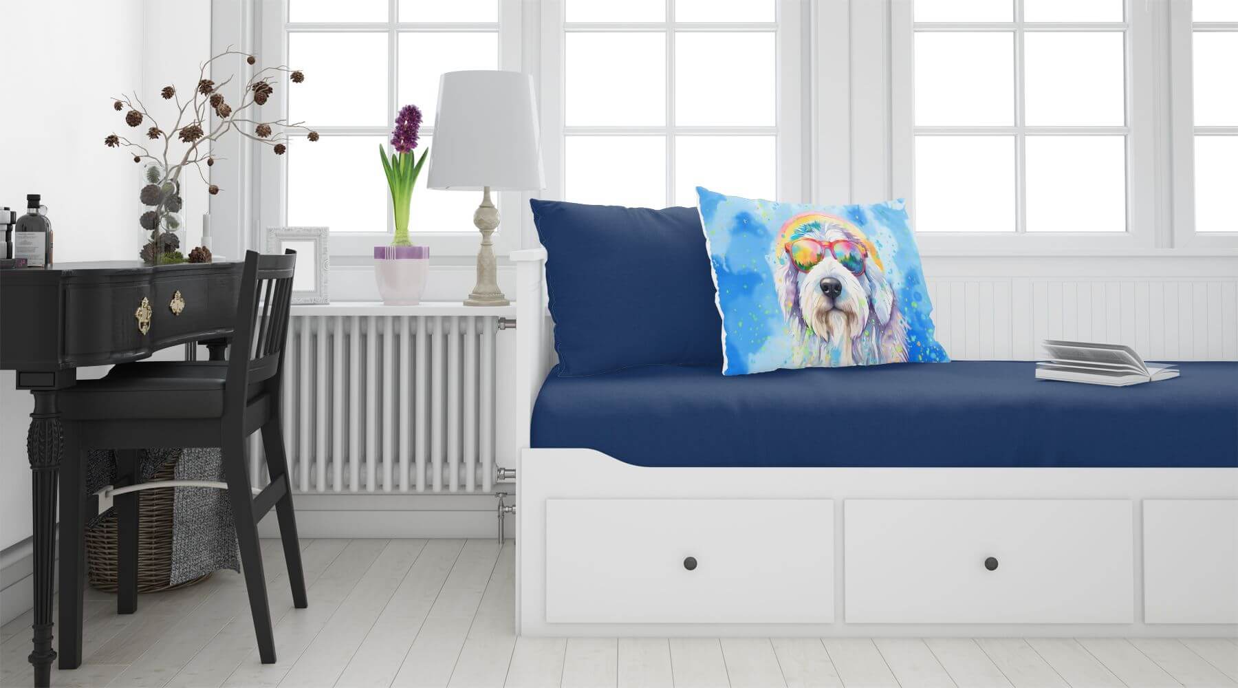 Old English Sheepdog Hippie Dawg Standard Pillowcase Lightweight Super Soft Easy Care Decorative Artwork Pillowcase, Standard