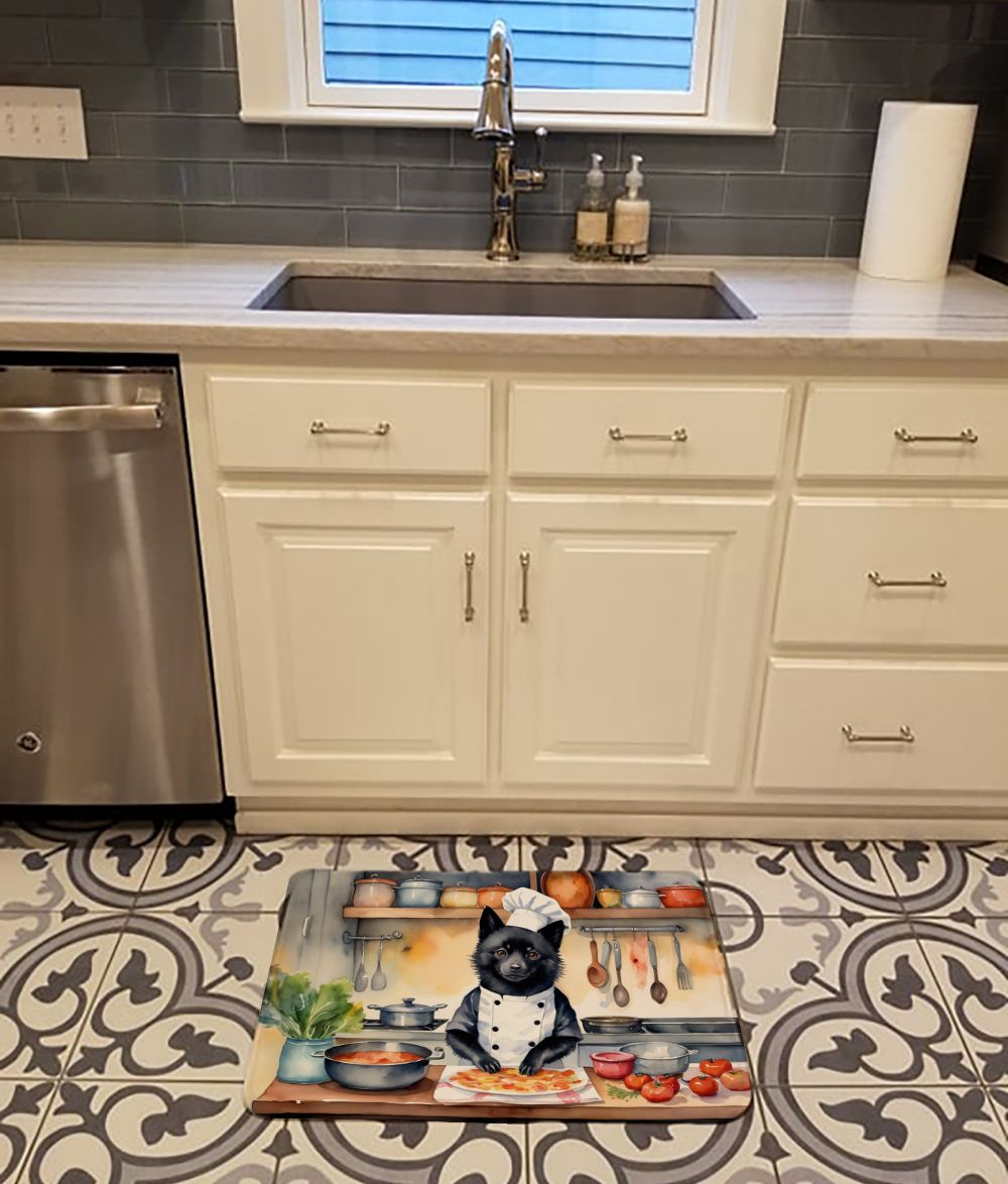 Schipperke The Chef Memory Foam Kitchen Mat Machine Washable Anti-Fatigue Mat Cushion Comfort Bath Mat or Kitchen Rug