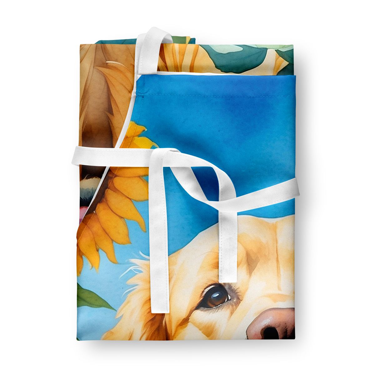 Golden Retriever in Sunflowers Apron Cooking Kitchen Server Baking Crafts Gardening for Adult Women Men, Unisex, Large, Multicolor