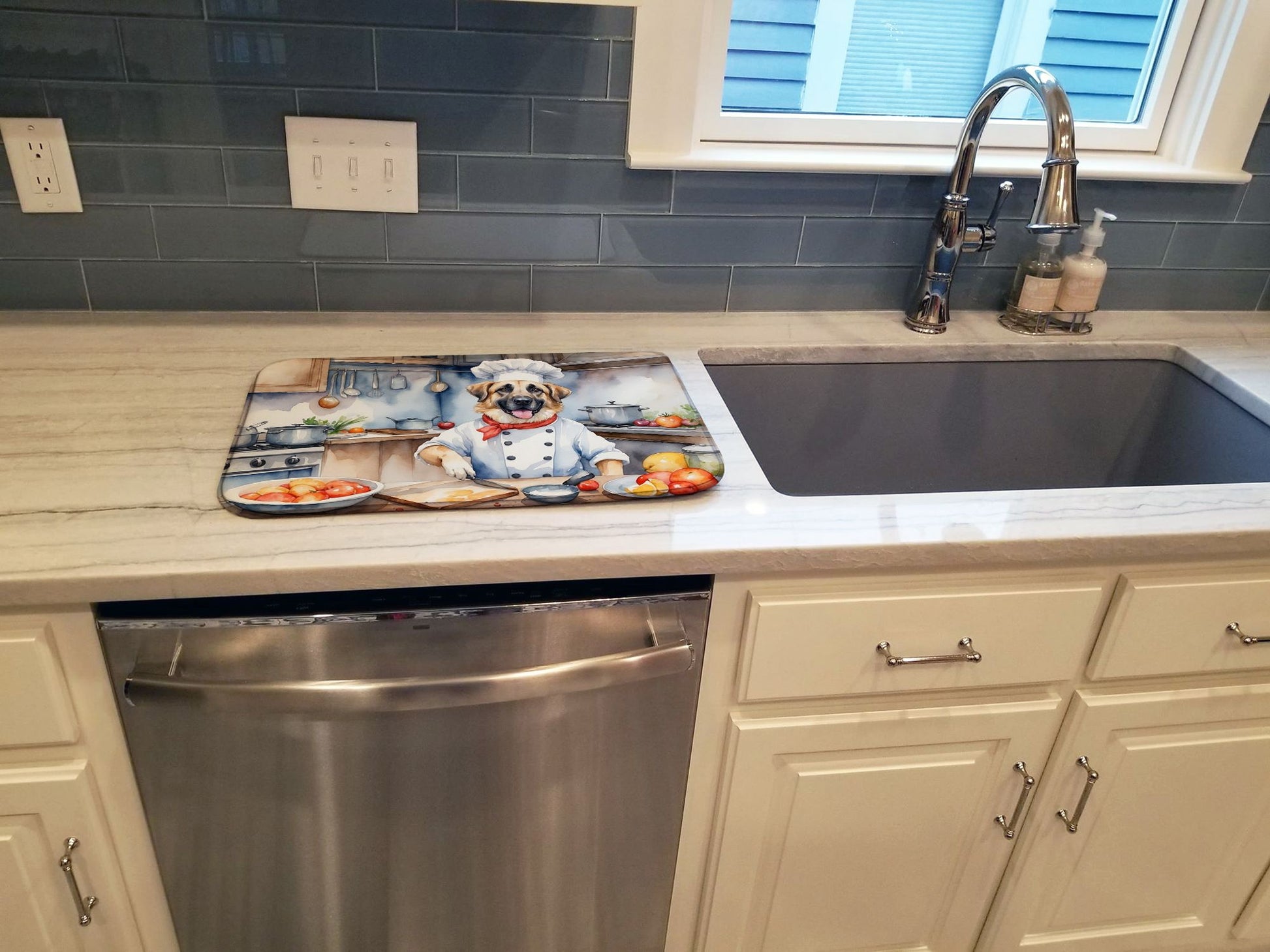 Anatolian Shepherd The Chef Dish Drying Mat Absorbent Dish Drying Mat Pad for Kitchen Counter Dish Drainer Mat for Countertop, 14 x 21", Multicolor