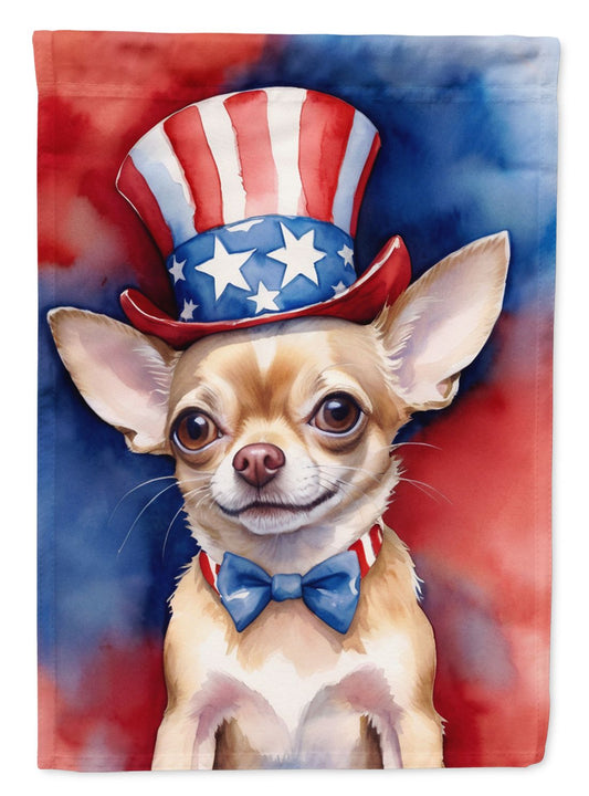 Chihuahua Patriotic American House Flag Large Porch Sleeve Pole Decorative Outside Yard Banner Artwork Wall Hanging, Polyester, House Size, Multicolor