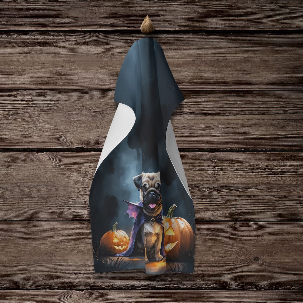 Pug Puppy Halloween Kitchen Towel Dish Cloths Guest Hand Towel Decorative Bathroom Towel for Face,Tea, Dishcloth, Kitchen and Bath