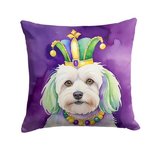 Coton de Tulear King of Mardi Gras Throw Pillow Machine Washable, Indoor Outdoor Decorative Pillow for Couch, Bed or Patio, 18Hx18W